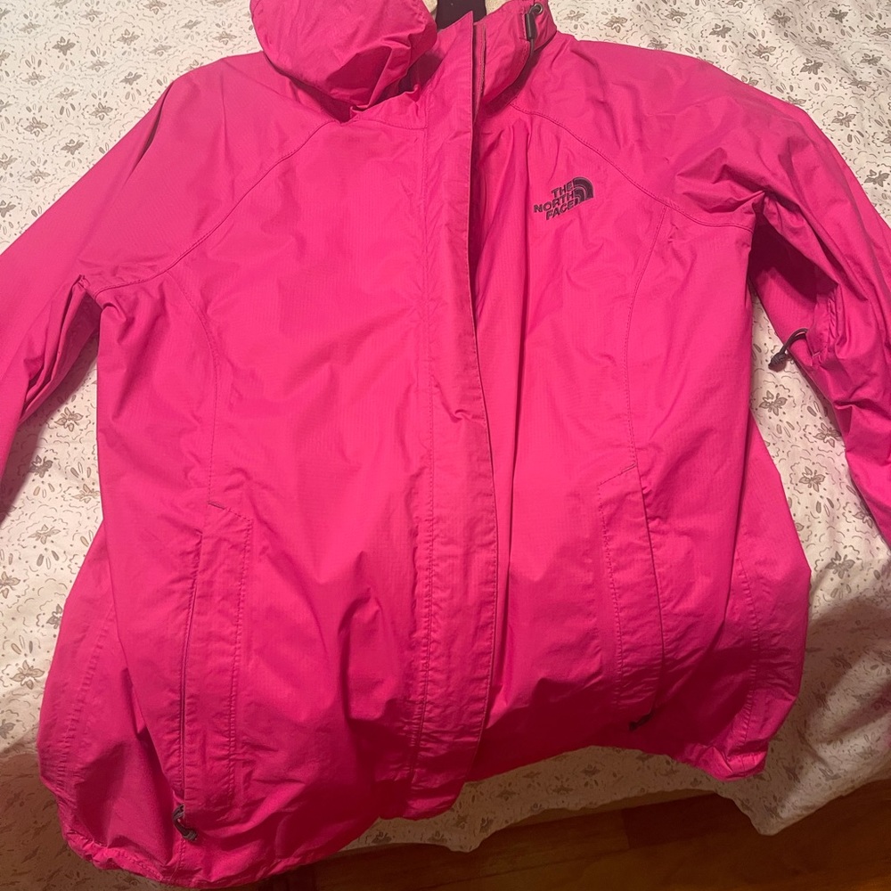 Hot Pink North Face rain jacket Medium